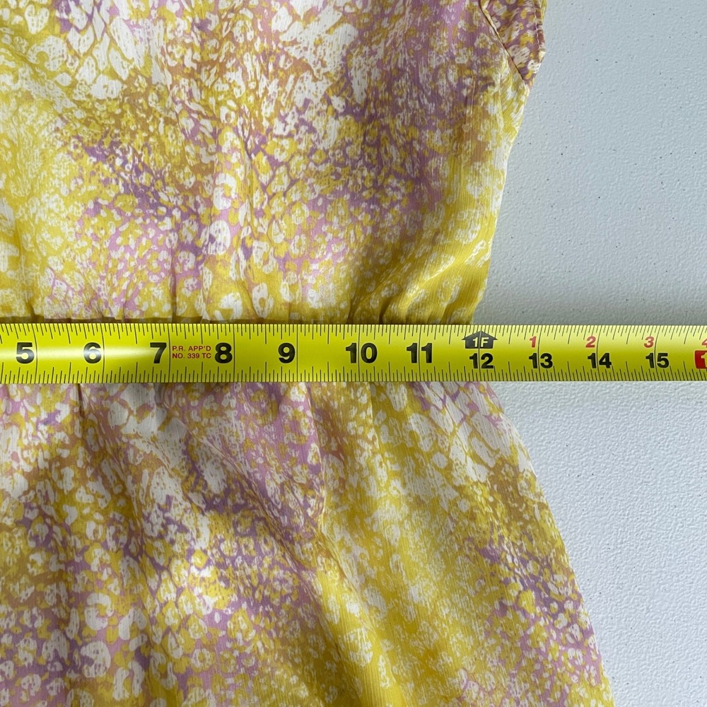 BB Dakota Steve Madden Yellow Lavender Tiered Midi Dress Size XS Garden Party - Picture 5 of 9